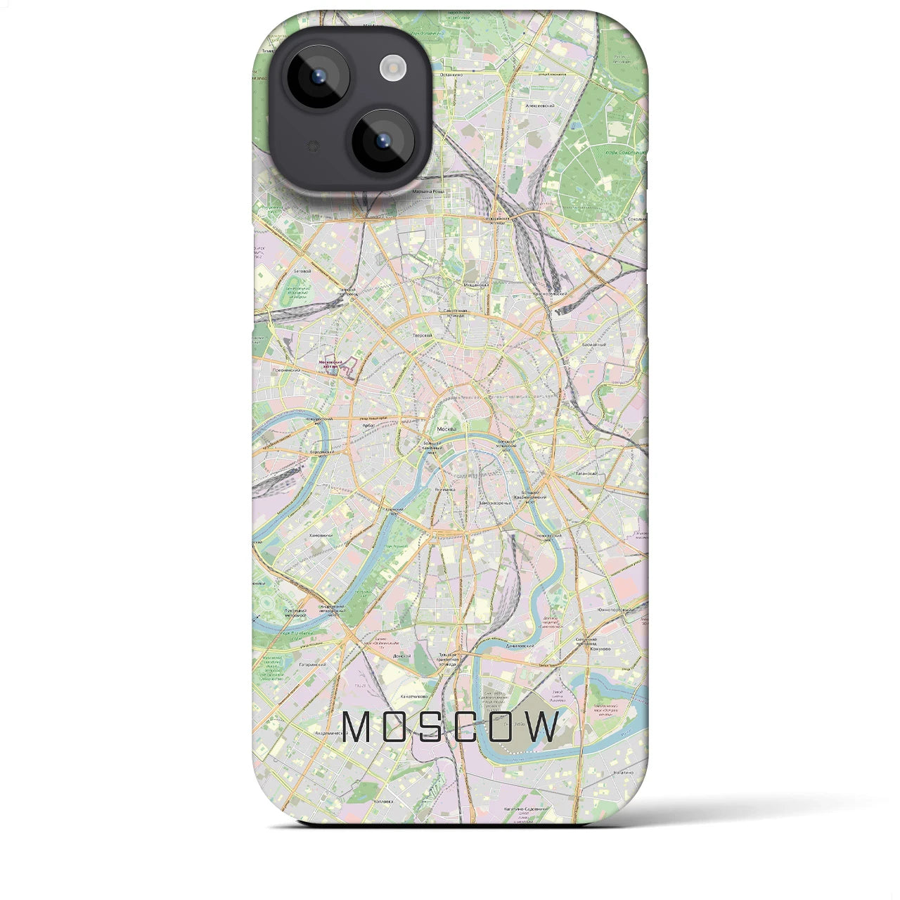 【モスクワ】地図柄iPhoneケース（バックカバータイプ・ナチュラル）iPhone 14 Plus 用