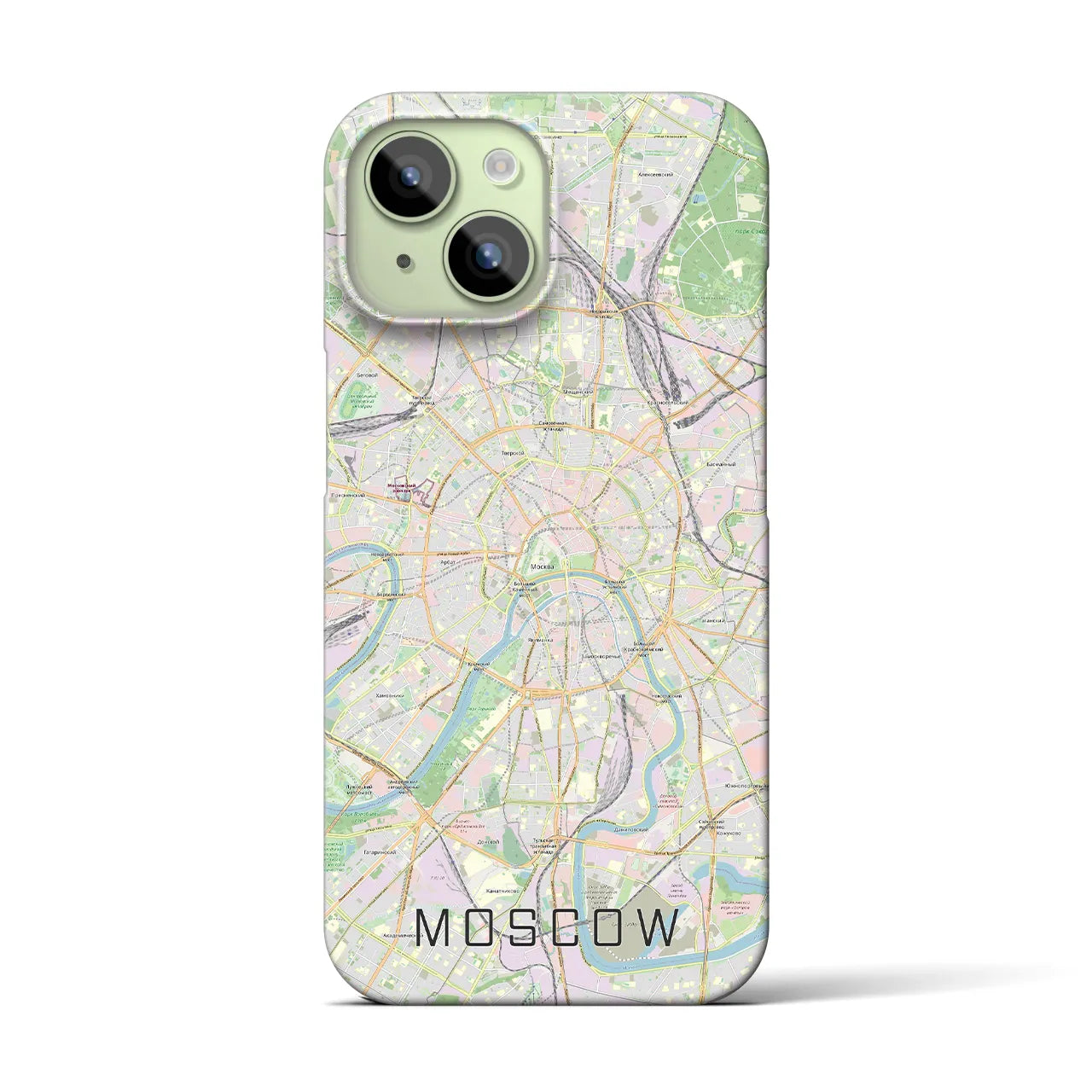 【モスクワ】地図柄iPhoneケース（バックカバータイプ・ナチュラル）iPhone 15 用