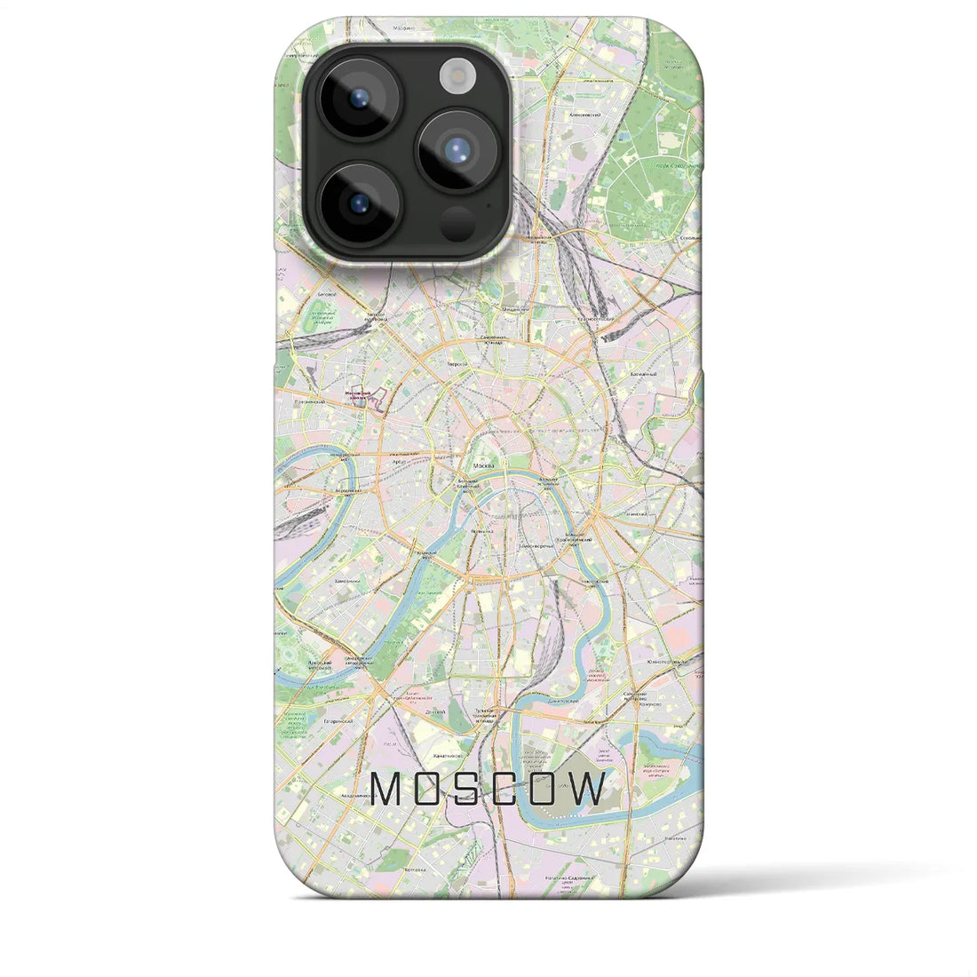 【モスクワ】地図柄iPhoneケース（バックカバータイプ・ナチュラル）iPhone 15 Pro Max 用