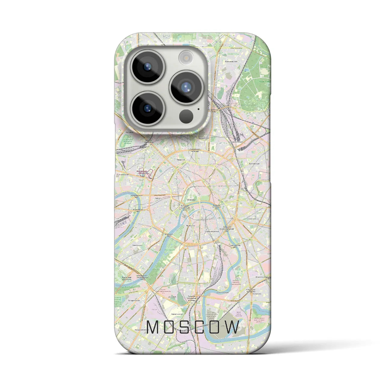 【モスクワ】地図柄iPhoneケース（バックカバータイプ・ナチュラル）iPhone 15 Pro 用