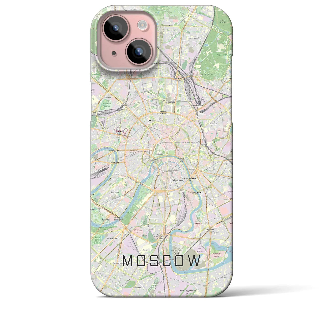 【モスクワ】地図柄iPhoneケース（バックカバータイプ・ナチュラル）iPhone 15 Plus 用