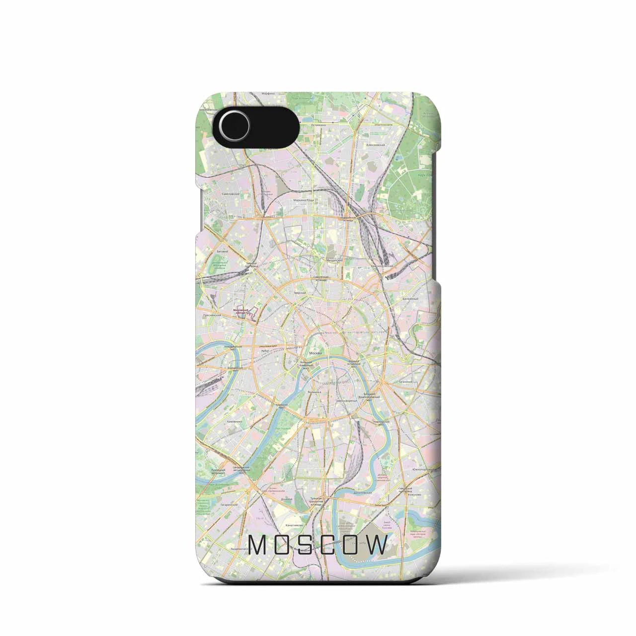 【モスクワ】地図柄iPhoneケース（バックカバータイプ・ナチュラル）iPhone SE（第3 / 第2世代） / 8 / 7 / 6s / 6 用