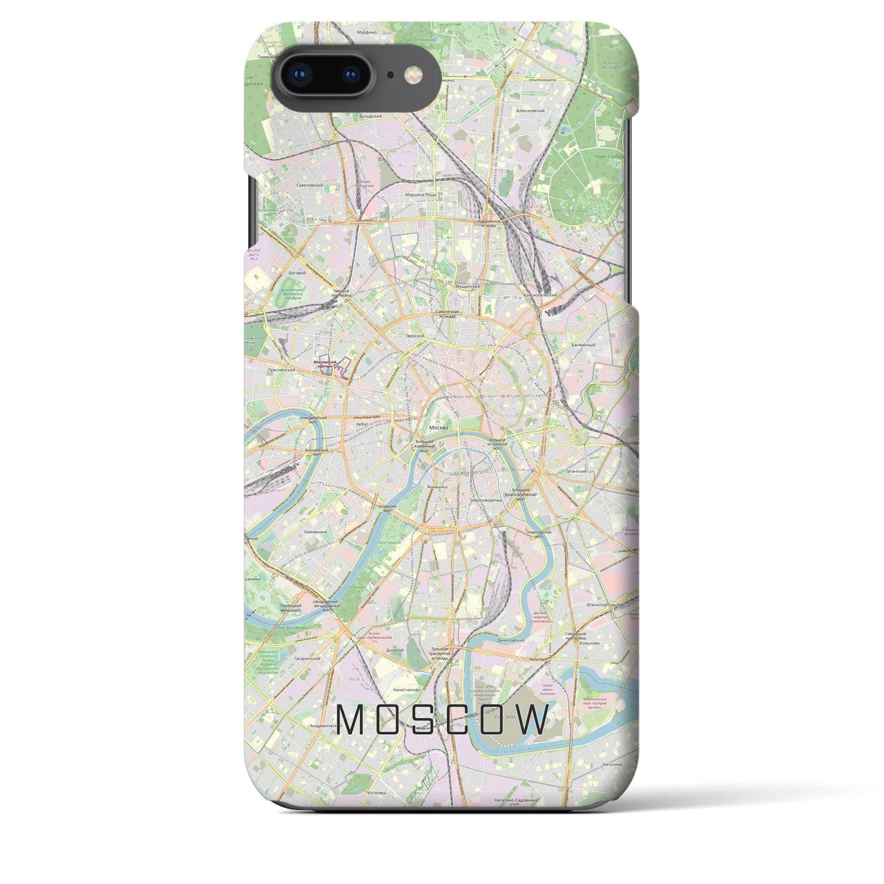 【モスクワ】地図柄iPhoneケース（バックカバータイプ・ナチュラル）iPhone 8Plus /7Plus / 6sPlus / 6Plus 用