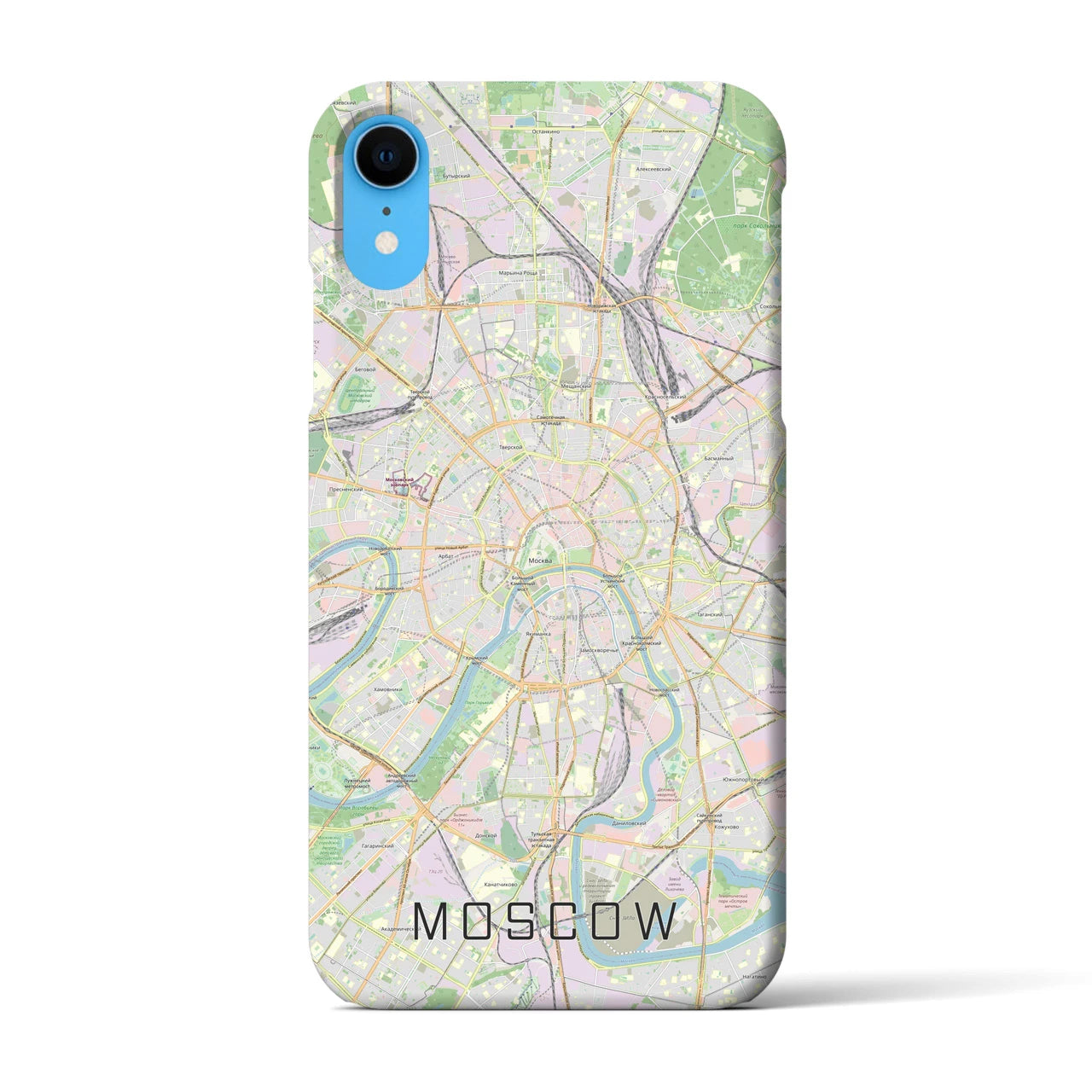【モスクワ】地図柄iPhoneケース（バックカバータイプ・ナチュラル）iPhone XR 用