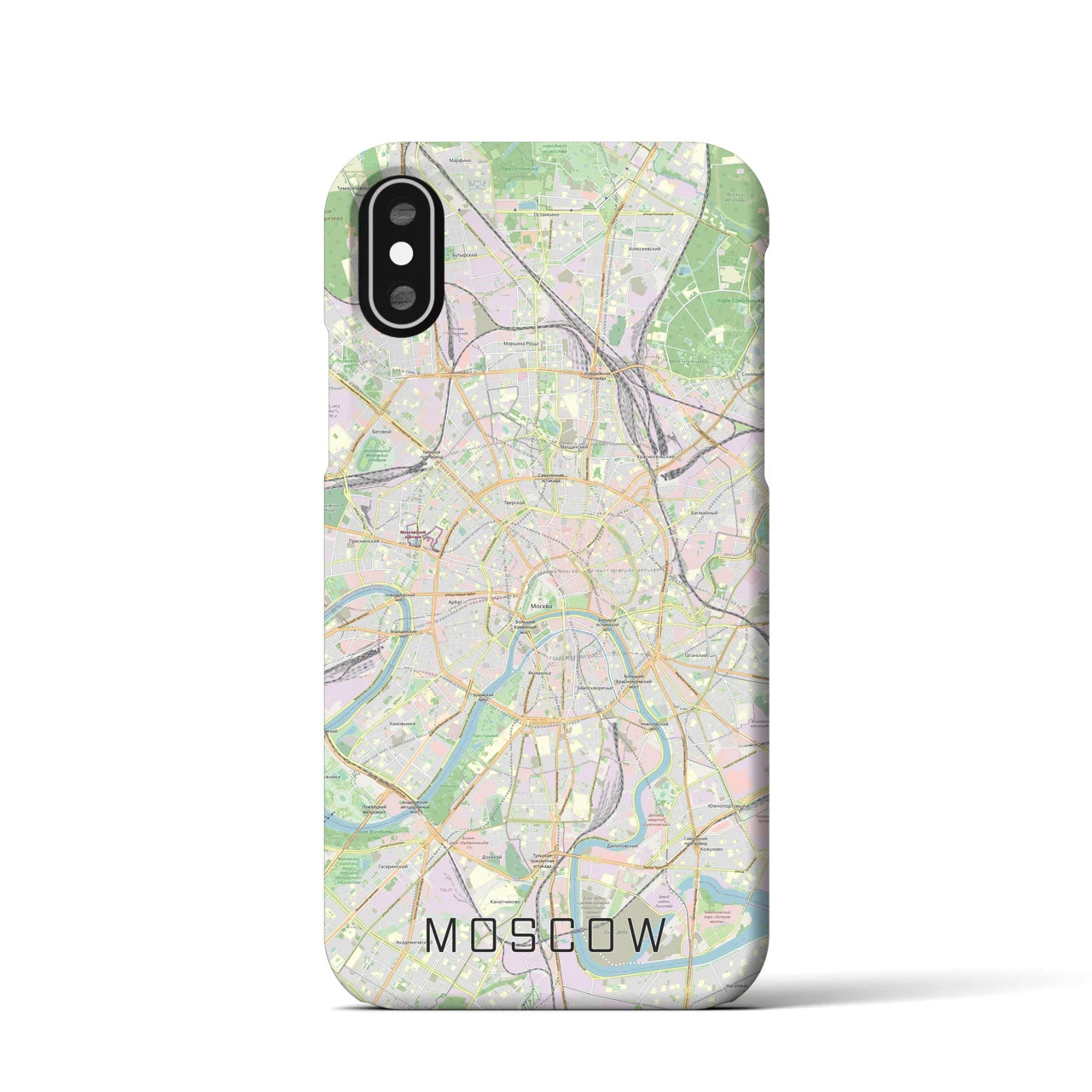 【モスクワ】地図柄iPhoneケース（バックカバータイプ・ナチュラル）iPhone XS / X 用