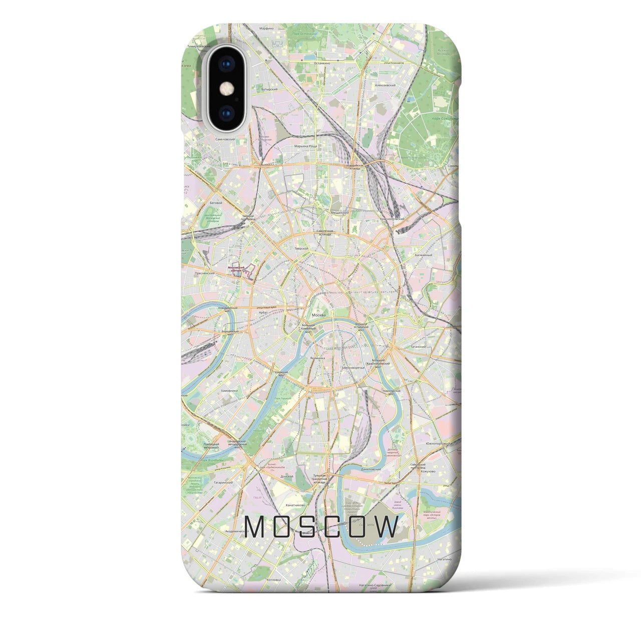 【モスクワ】地図柄iPhoneケース（バックカバータイプ・ナチュラル）iPhone XS Max 用