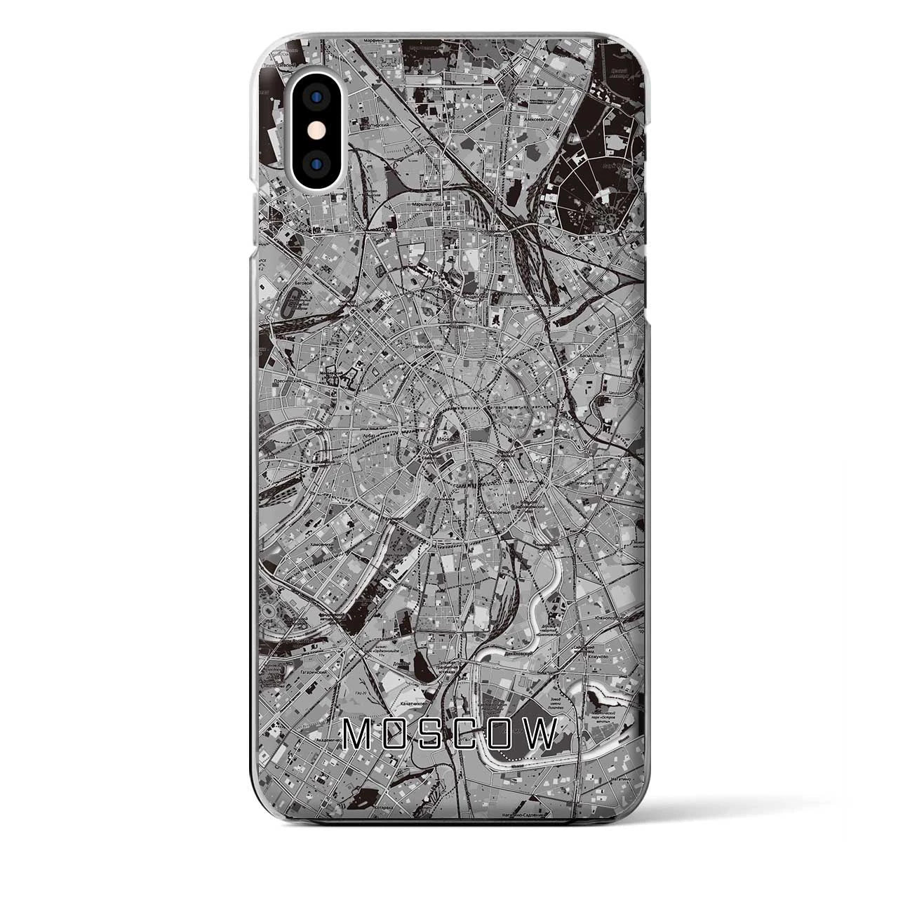 【モスクワ】地図柄iPhoneケース（クリアタイプ・モノトーン）iPhone XS Max 用
