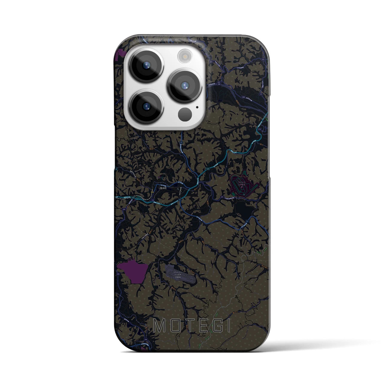 【茂木】地図柄iPhoneケース（バックカバータイプ・ブラック）iPhone 14 Pro 用