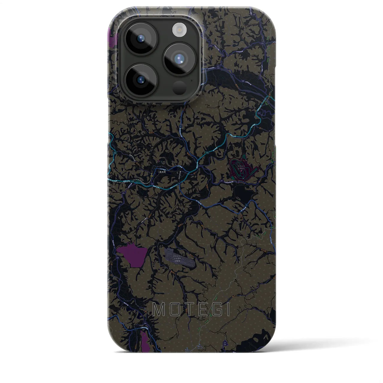 【茂木】地図柄iPhoneケース（バックカバータイプ・ブラック）iPhone 15 Pro Max 用