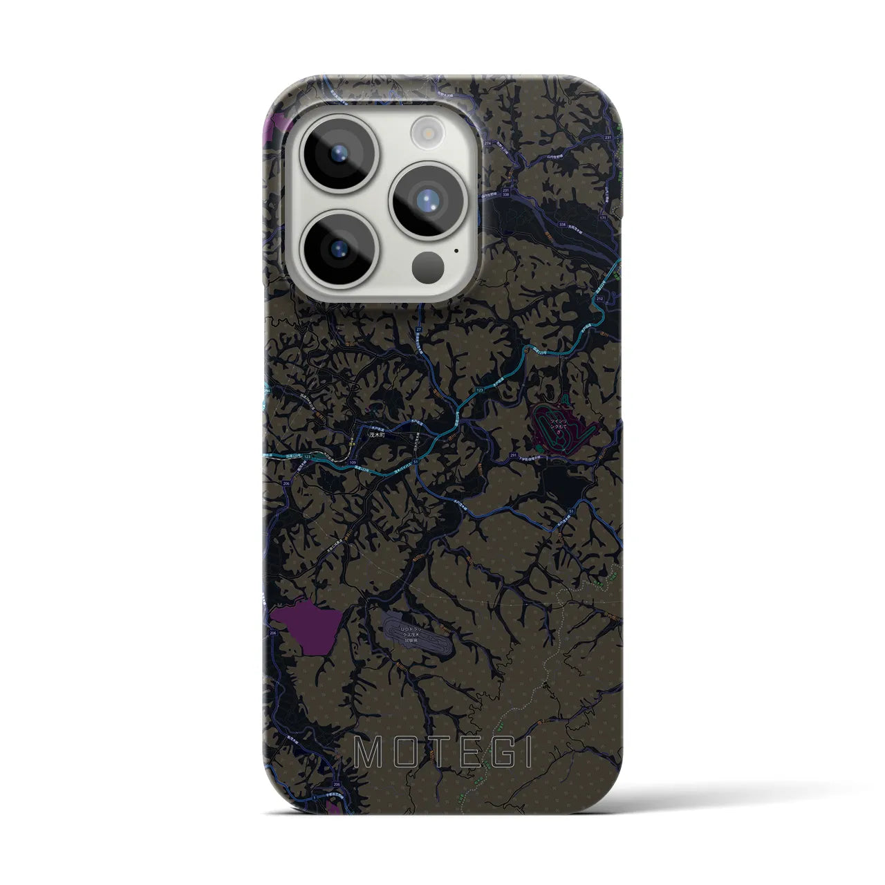 【茂木】地図柄iPhoneケース（バックカバータイプ・ブラック）iPhone 15 Pro 用