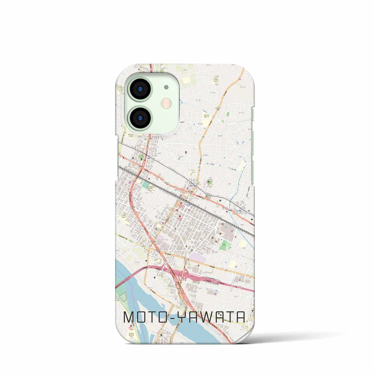 【本八幡】地図柄iPhoneケース（バックカバータイプ・ナチュラル）iPhone 12 mini 用