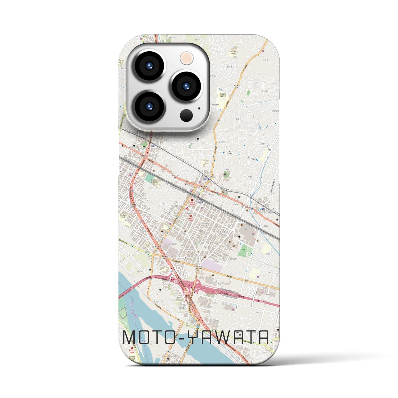 【本八幡】地図柄iPhoneケース（バックカバータイプ・ナチュラル）iPhone 13 Pro 用