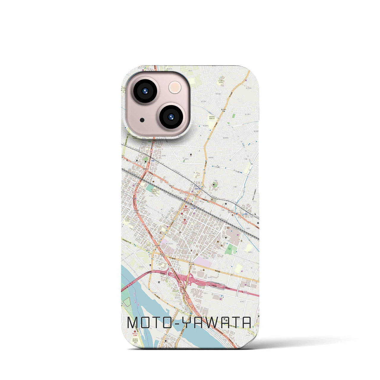 【本八幡】地図柄iPhoneケース（バックカバータイプ・ナチュラル）iPhone 13 mini 用