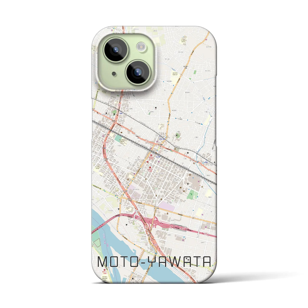 【本八幡】地図柄iPhoneケース（バックカバータイプ・ナチュラル）iPhone 15 用