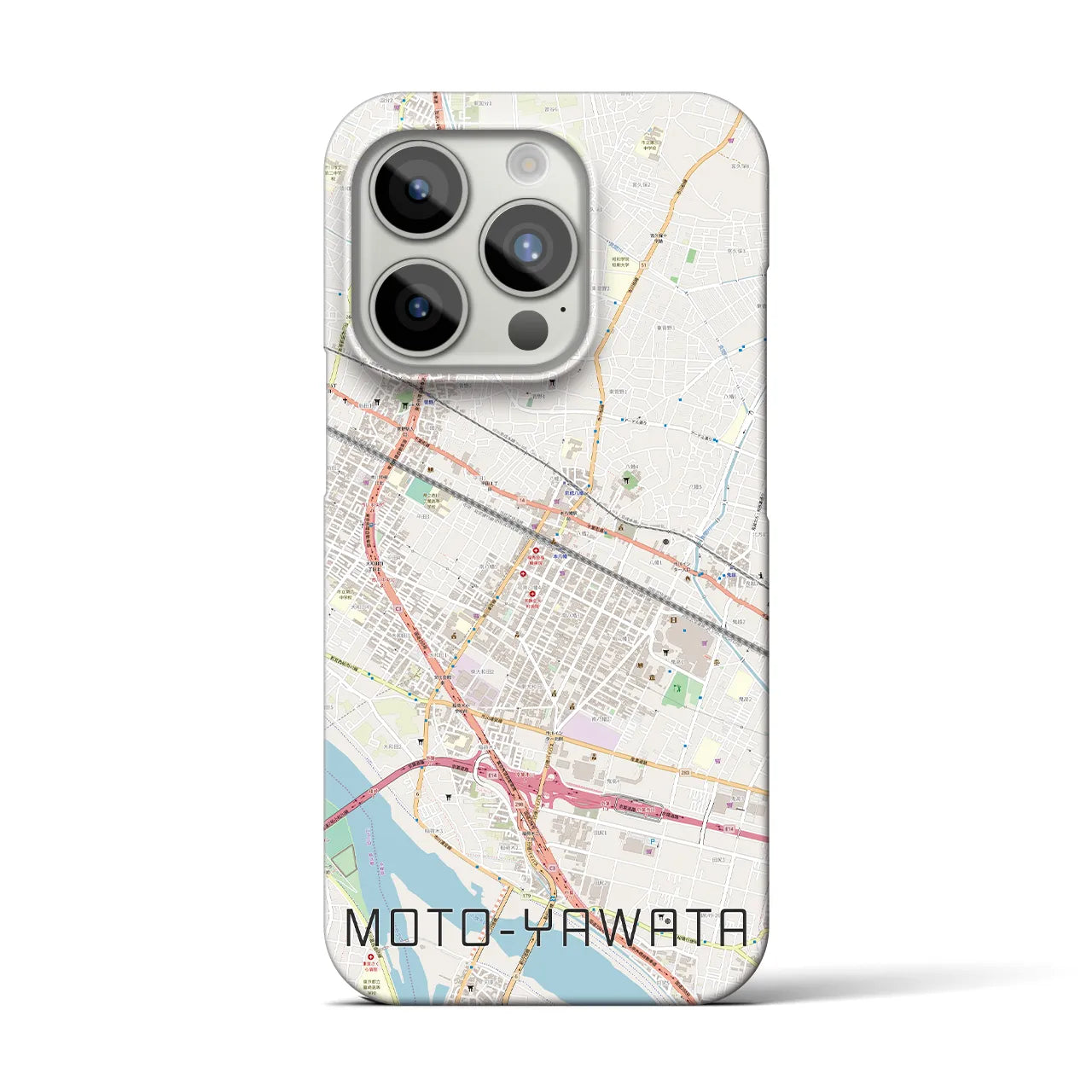 【本八幡】地図柄iPhoneケース（バックカバータイプ・ナチュラル）iPhone 15 Pro 用