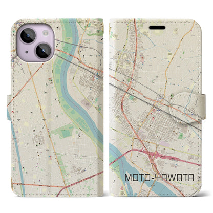 【本八幡（千葉県）】地図柄iPhoneケース（手帳タイプ）ナチュラル・iPhone 14 用