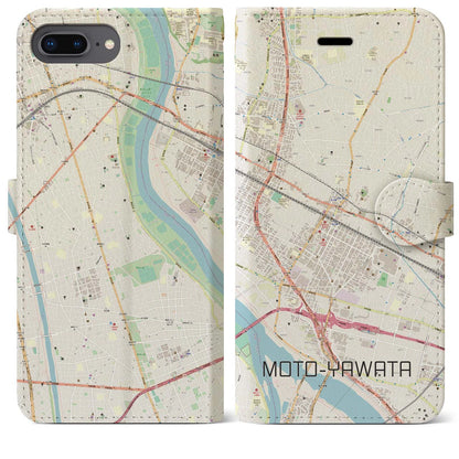 【本八幡（千葉県）】地図柄iPhoneケース（手帳タイプ）ナチュラル・iPhone 8Plus /7Plus / 6sPlus / 6Plus 用