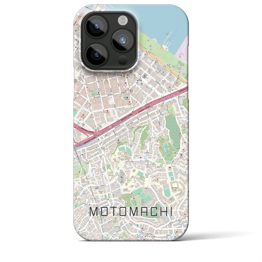 【元町（神奈川県）】地図柄iPhoneケース（バックカバータイプ・ナチュラル）iPhone 15 Pro Max 用