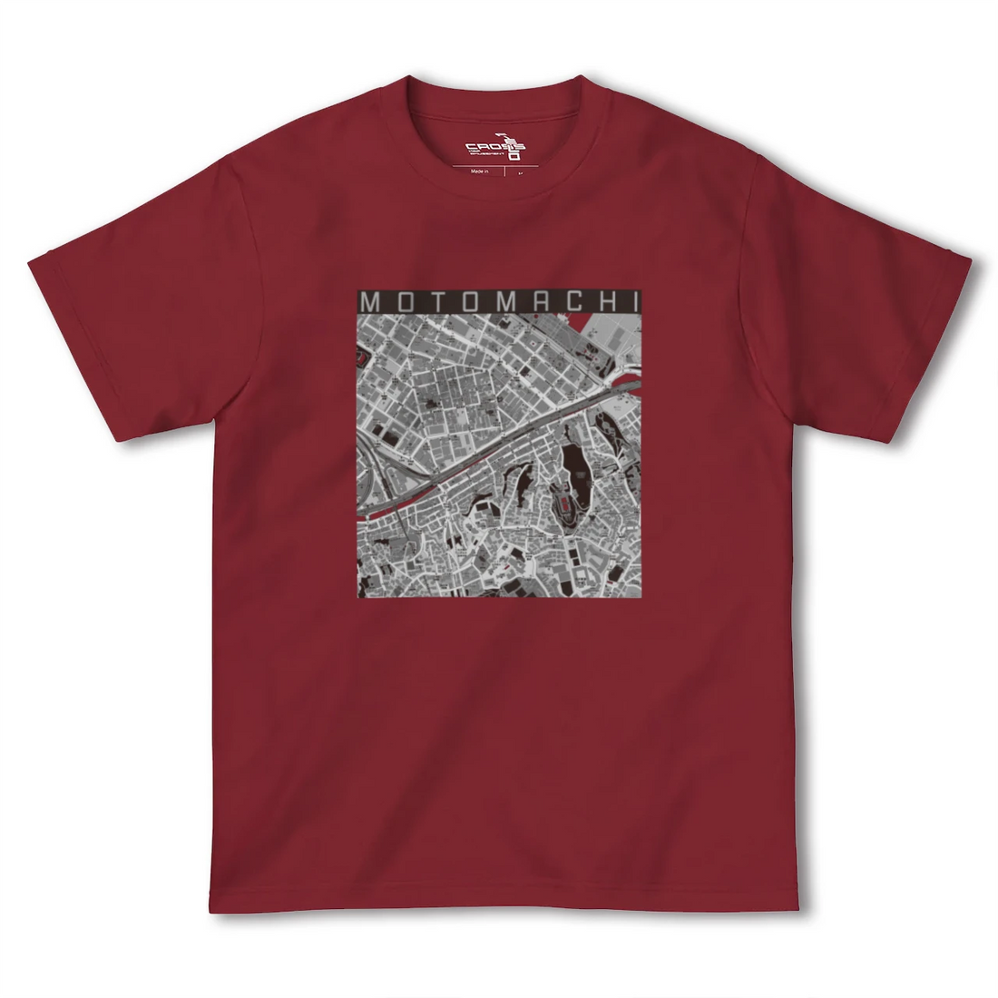 【元町（神奈川県）（神奈川県）】地図柄ヘビーウェイトTシャツ