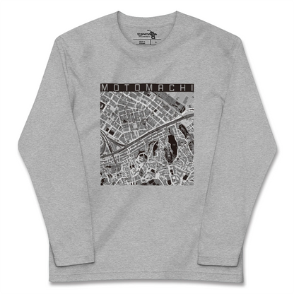 【元町（神奈川県）（神奈川県）】地図柄ロングスリーブTシャツ