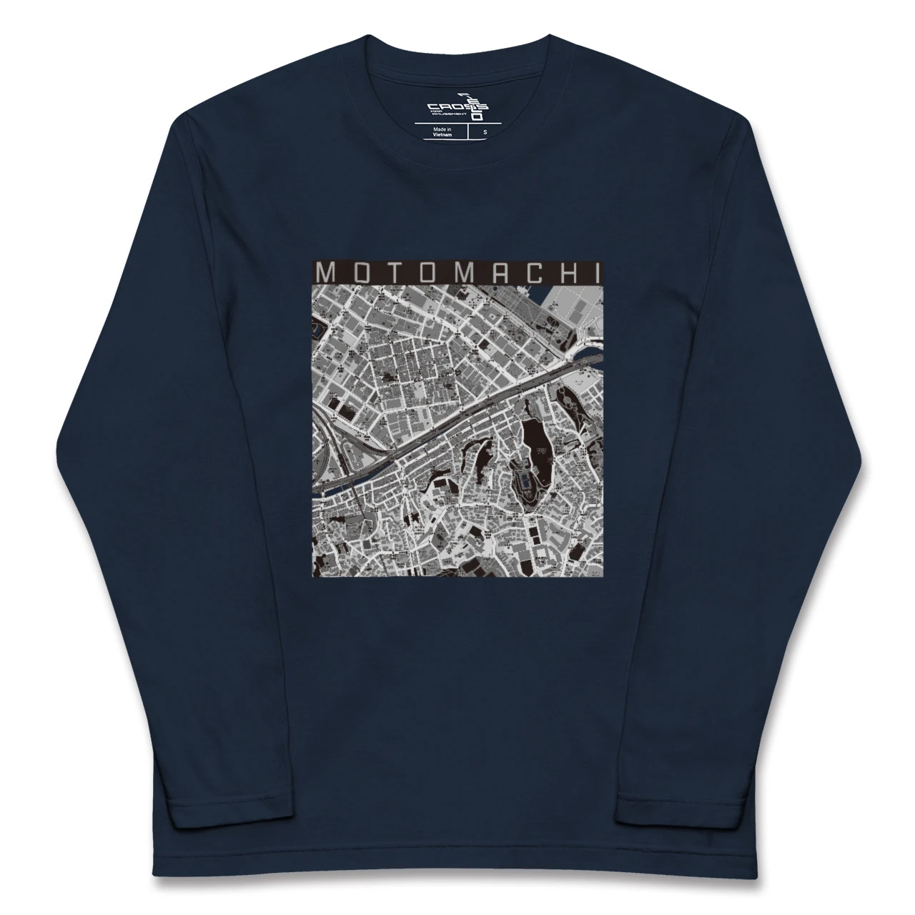 【元町（神奈川県）（神奈川県）】地図柄ロングスリーブTシャツ