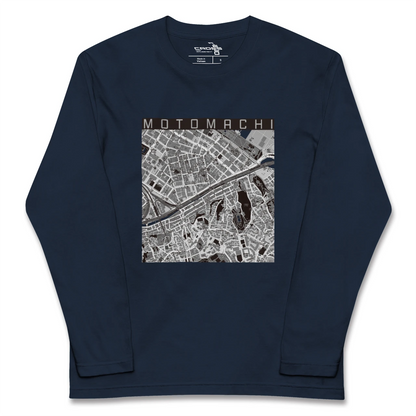 【元町（神奈川県）（神奈川県）】地図柄ロングスリーブTシャツ