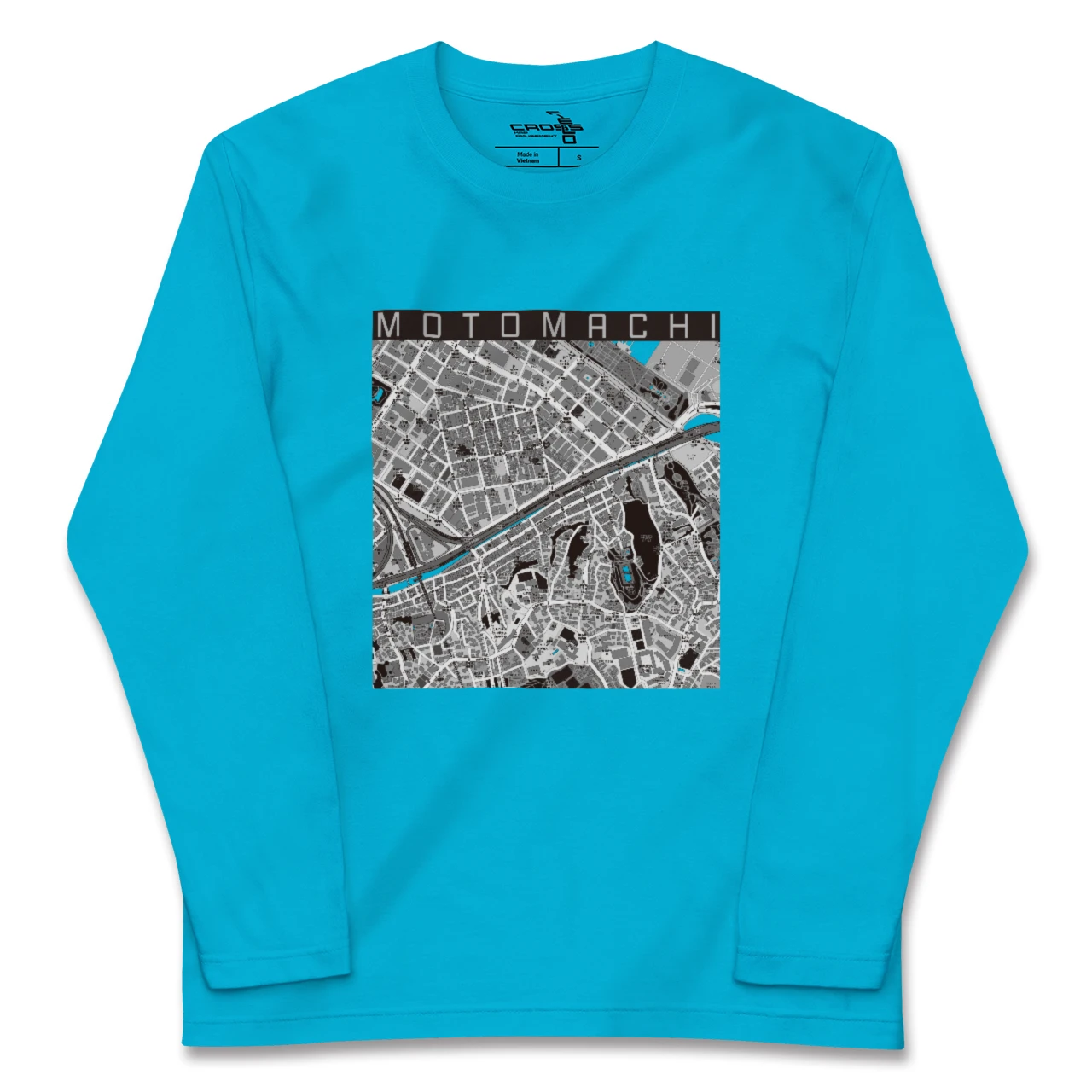 【元町（神奈川県）（神奈川県）】地図柄ロングスリーブTシャツ