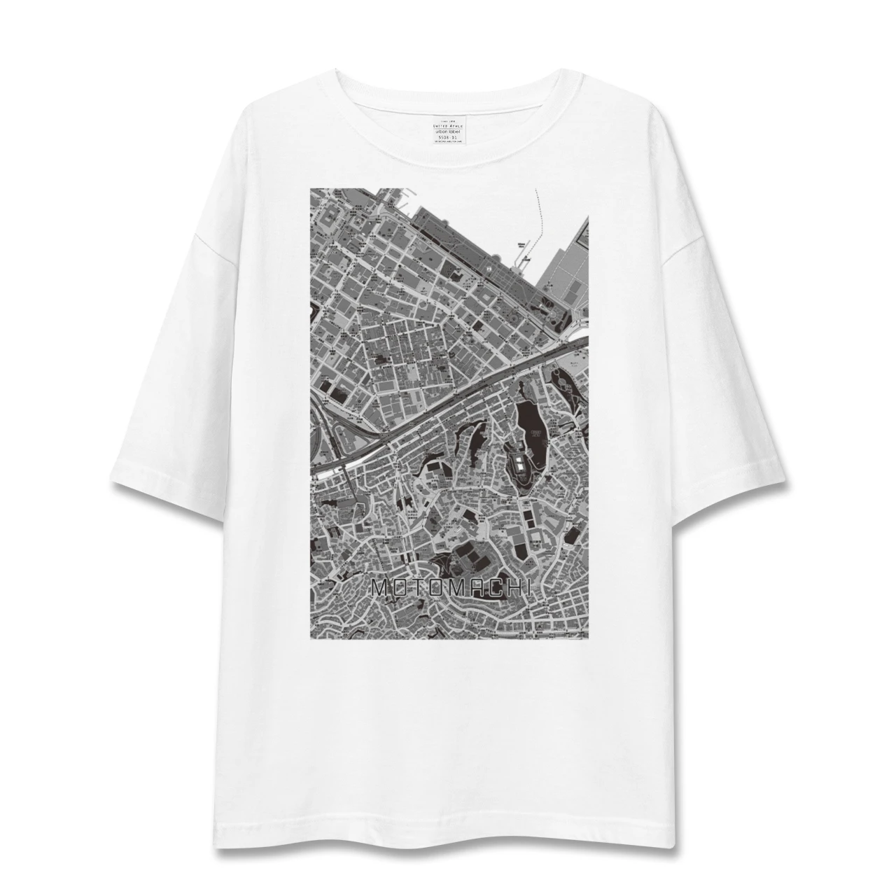 【元町（神奈川県）（神奈川県）】地図柄ビッグシルエットTシャツ