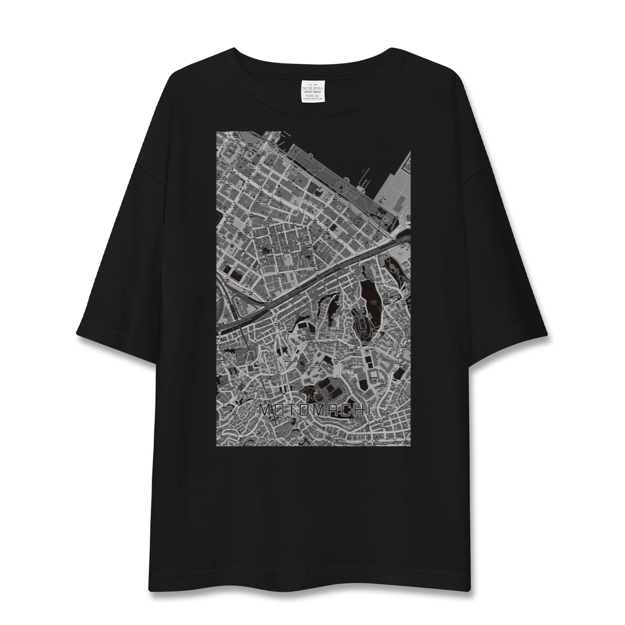 【元町（神奈川県）（神奈川県）】地図柄ビッグシルエットTシャツ