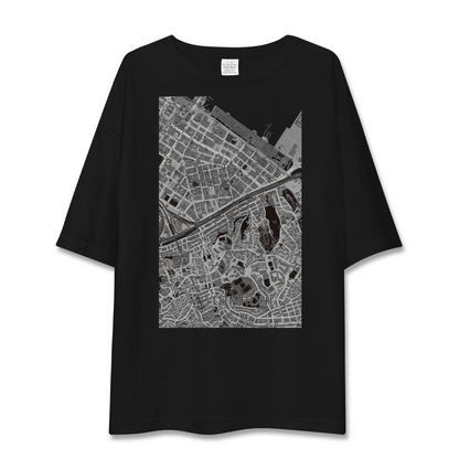 【元町（神奈川県）（神奈川県）】地図柄ビッグシルエットTシャツ