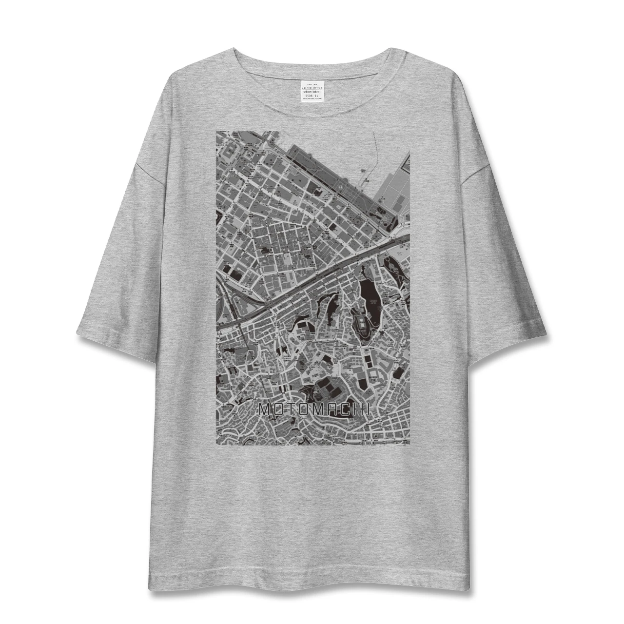 【元町（神奈川県）（神奈川県）】地図柄ビッグシルエットTシャツ