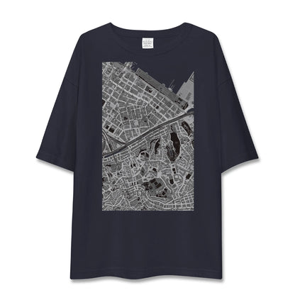 【元町（神奈川県）（神奈川県）】地図柄ビッグシルエットTシャツ