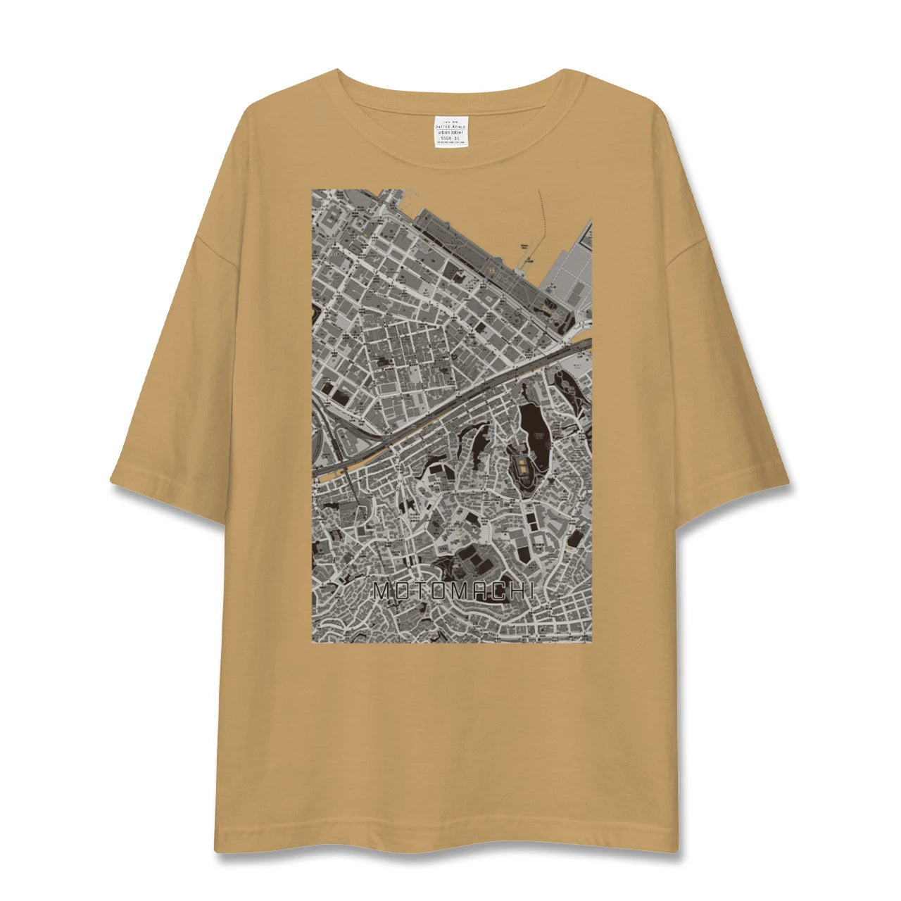 【元町（神奈川県）（神奈川県）】地図柄ビッグシルエットTシャツ