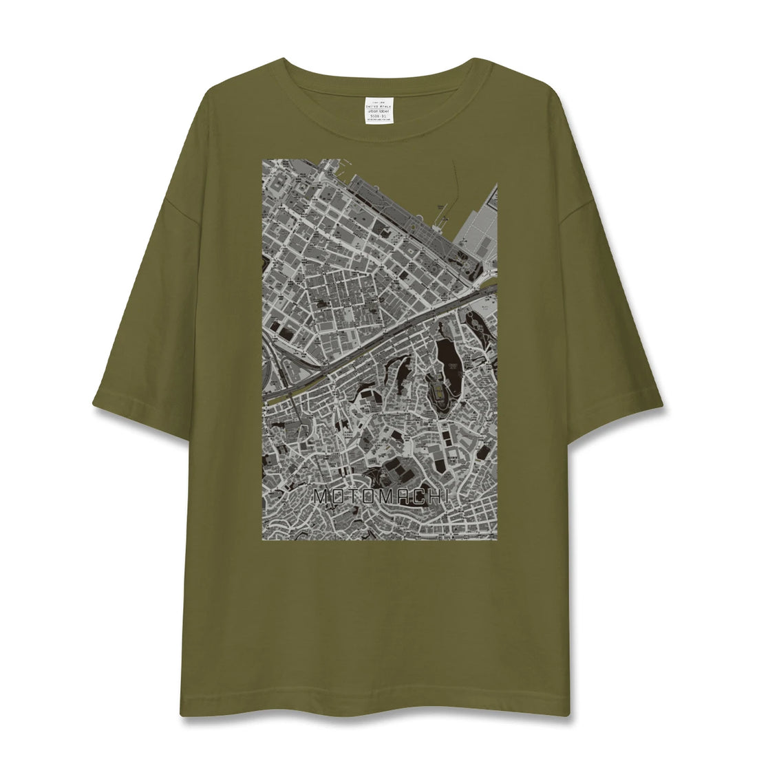 【元町（神奈川県）（神奈川県）】地図柄ビッグシルエットTシャツ
