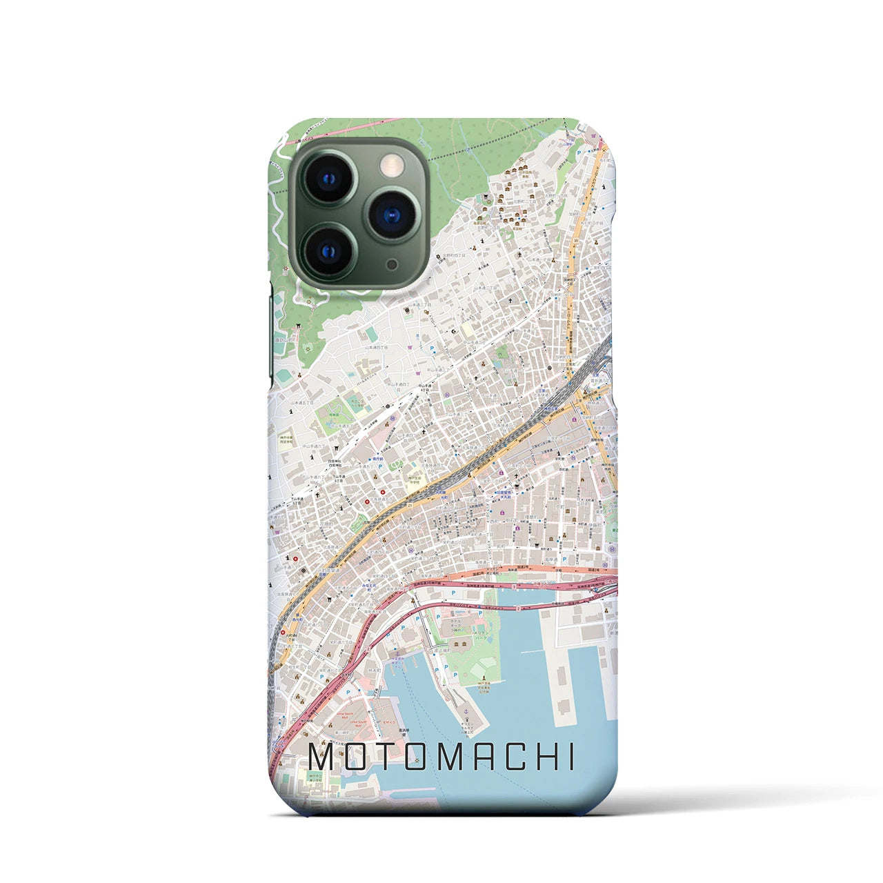 【元町】地図柄iPhoneケース（バックカバータイプ・ナチュラル）iPhone 11 Pro 用