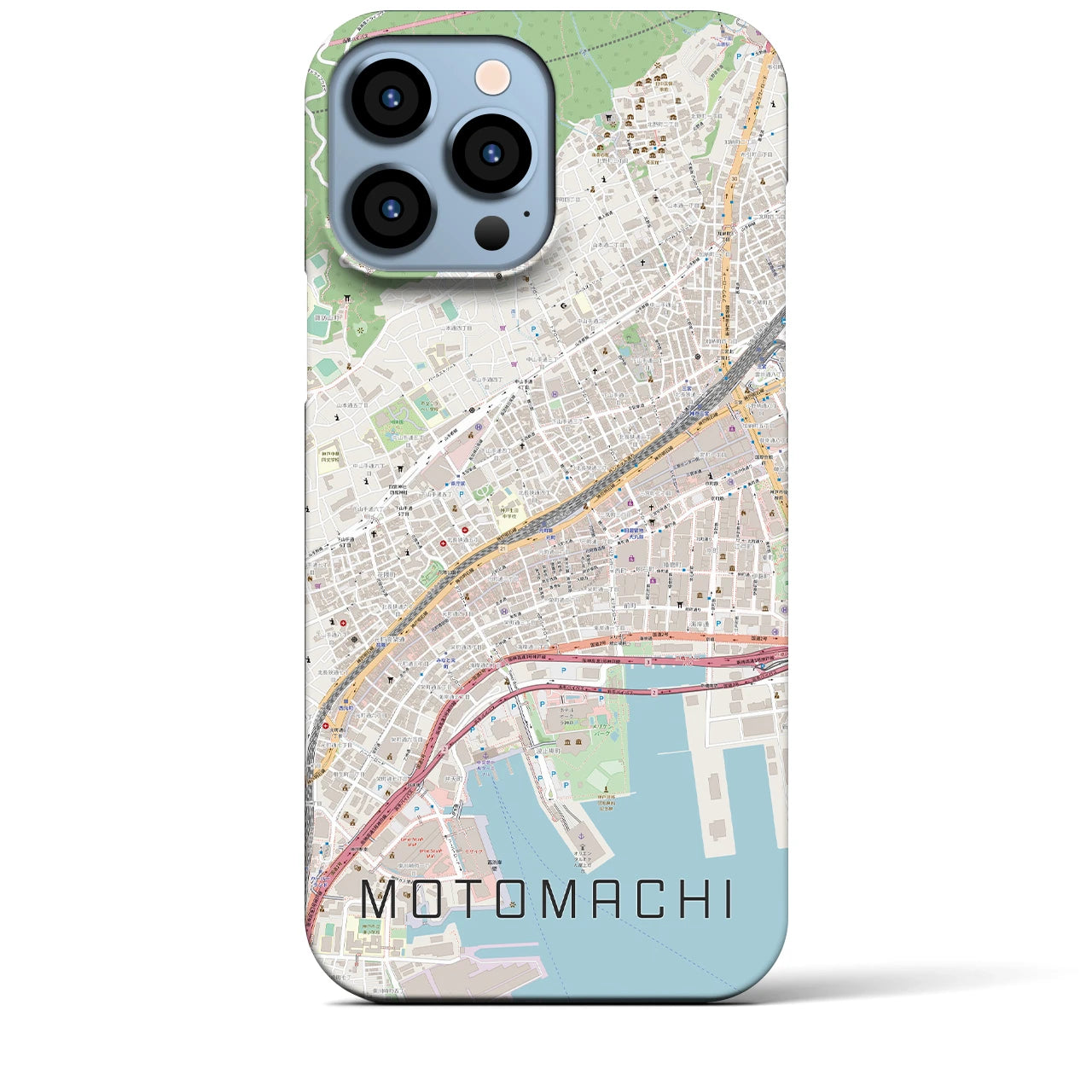 【元町】地図柄iPhoneケース（バックカバータイプ・ナチュラル）iPhone 13 Pro Max 用