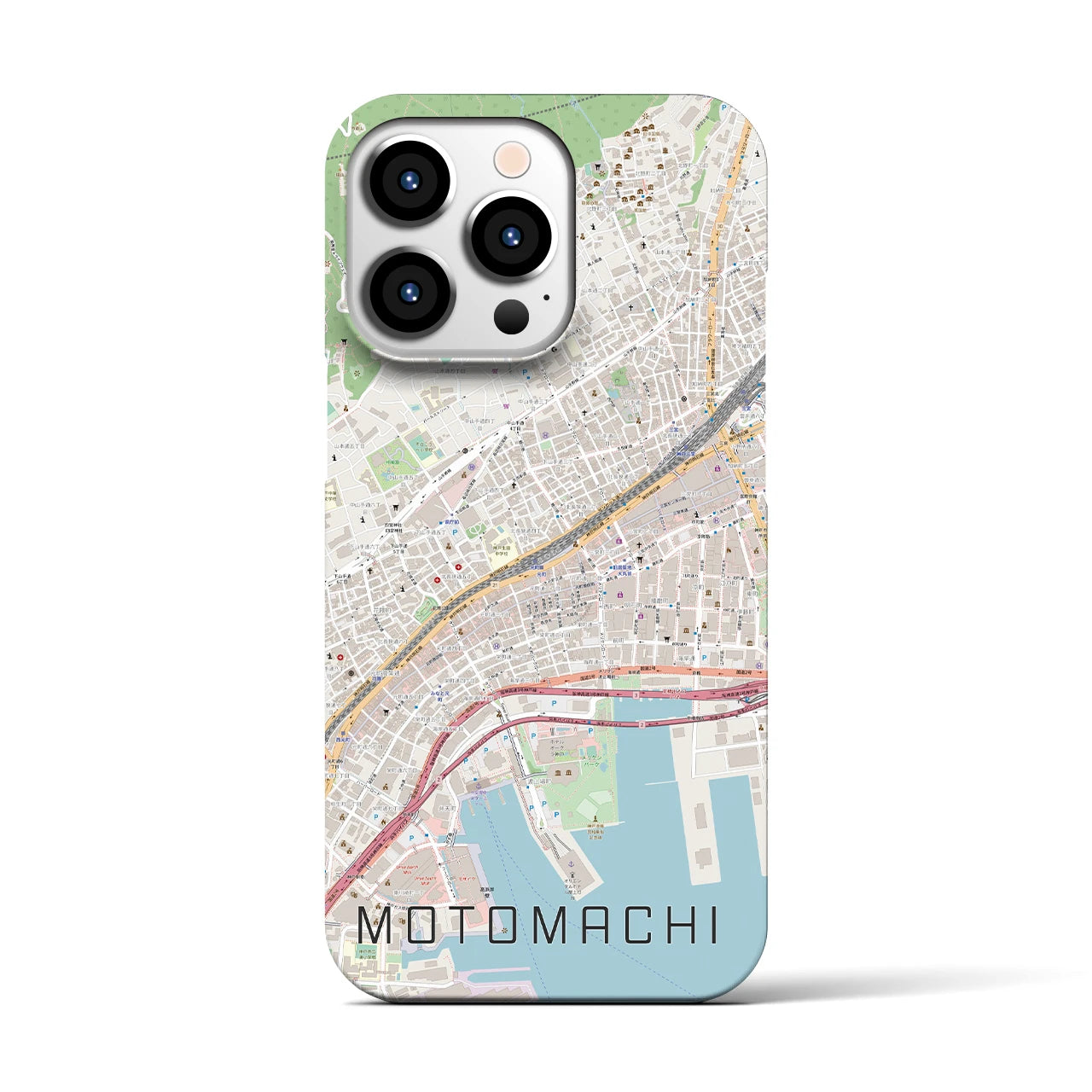 【元町】地図柄iPhoneケース（バックカバータイプ・ナチュラル）iPhone 13 Pro 用