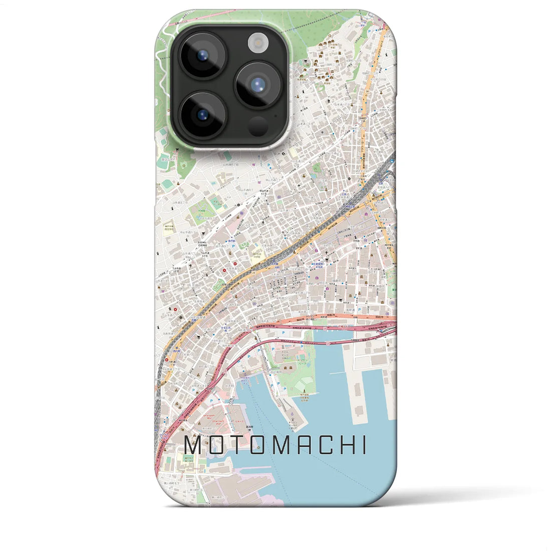 【元町】地図柄iPhoneケース（バックカバータイプ・ナチュラル）iPhone 15 Pro Max 用