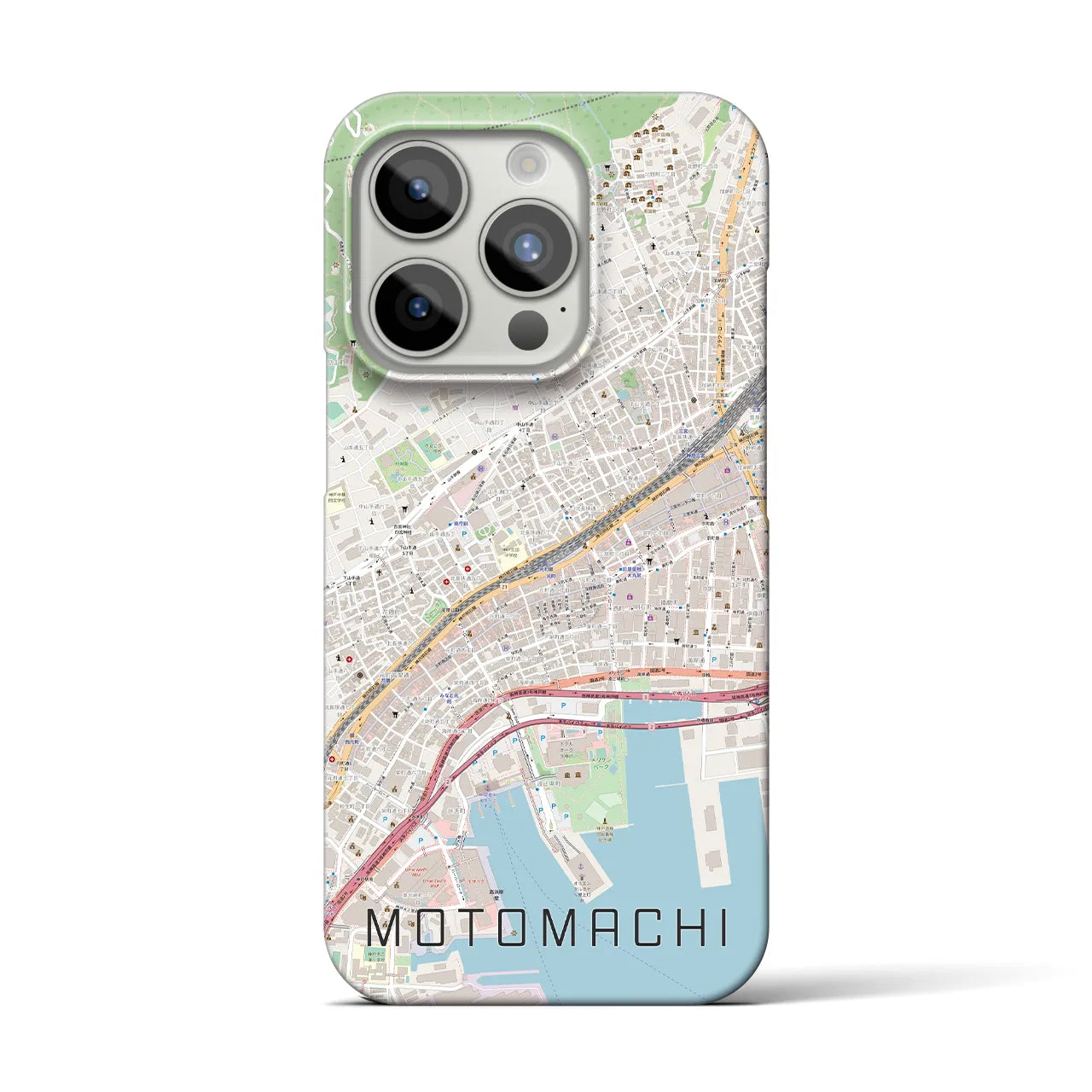 【元町】地図柄iPhoneケース（バックカバータイプ・ナチュラル）iPhone 15 Pro 用