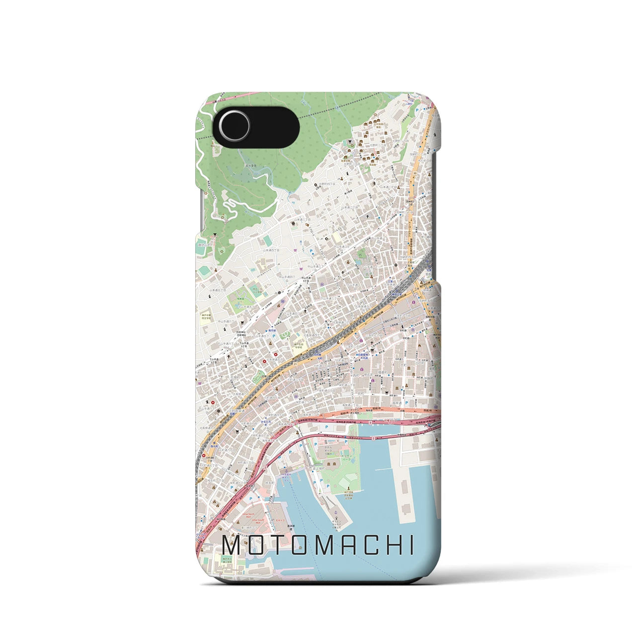 【元町】地図柄iPhoneケース（バックカバータイプ・ナチュラル）iPhone SE（第3 / 第2世代） / 8 / 7 / 6s / 6 用