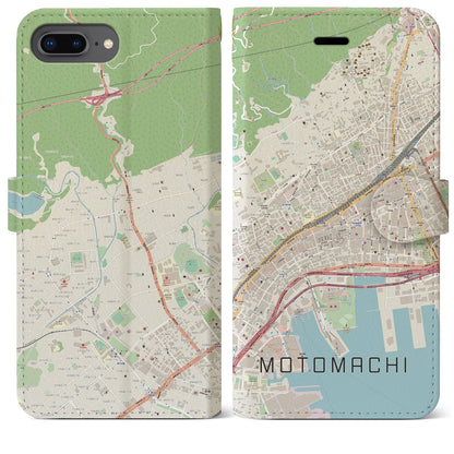 【元町（兵庫県）】地図柄iPhoneケース（手帳タイプ）ナチュラル・iPhone 8Plus /7Plus / 6sPlus / 6Plus 用