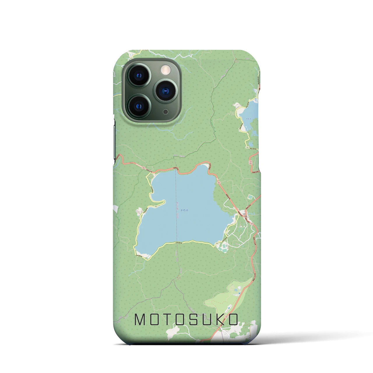 【本栖湖】地図柄iPhoneケース（バックカバータイプ・ナチュラル）iPhone 11 Pro 用