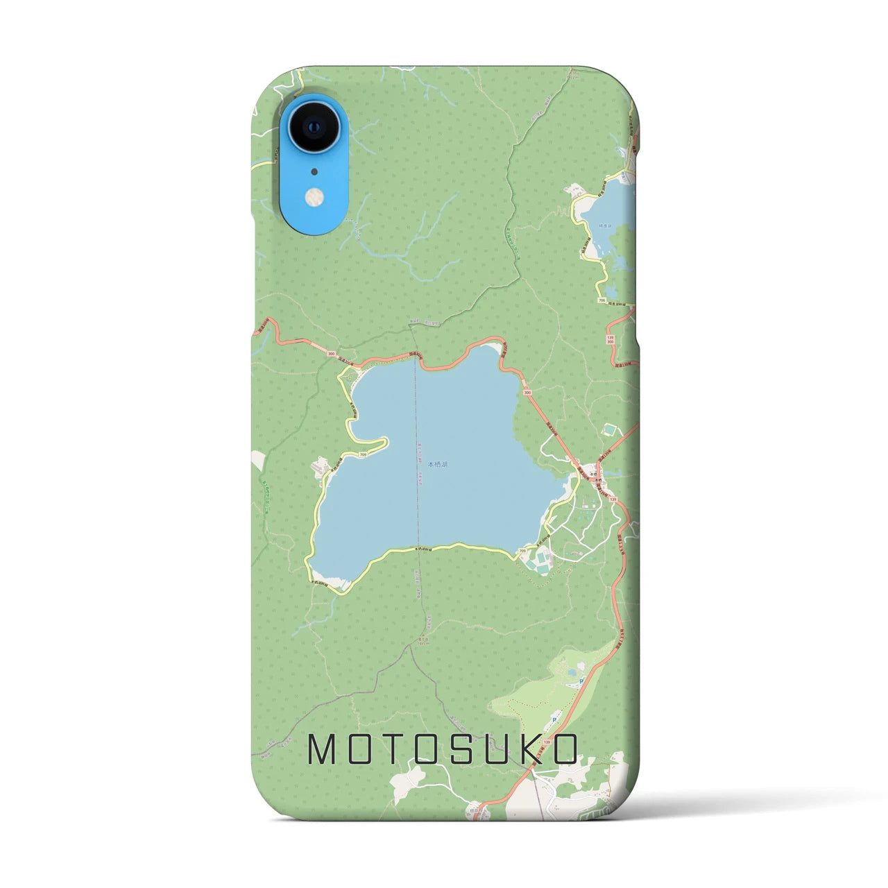 【本栖湖】地図柄iPhoneケース（バックカバータイプ・ナチュラル）iPhone XR 用