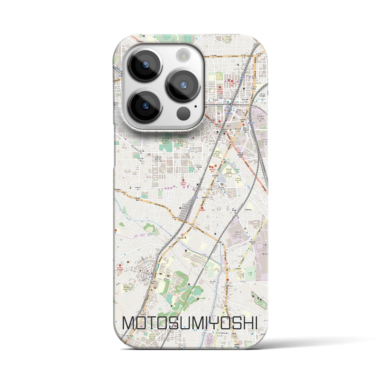 【元住吉】地図柄iPhoneケース（バックカバータイプ・ナチュラル）iPhone 14 Pro 用