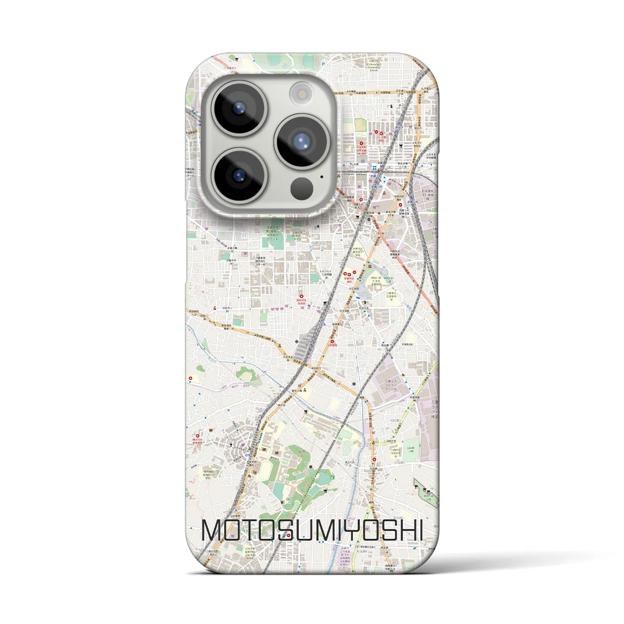 【元住吉】地図柄iPhoneケース（バックカバータイプ・ナチュラル）iPhone 15 Pro 用