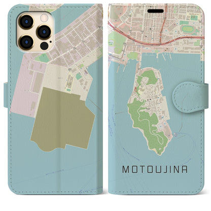 【元宇品（広島県）】地図柄iPhoneケース（手帳タイプ）ナチュラル・iPhone 12 Pro Max 用