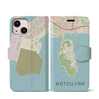 【元宇品（広島県）】地図柄iPhoneケース（手帳タイプ）ナチュラル・iPhone 13 mini 用