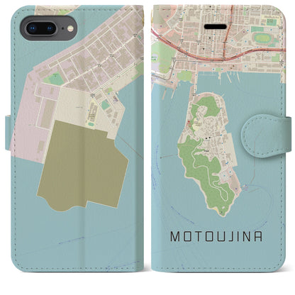 【元宇品（広島県）】地図柄iPhoneケース（手帳タイプ）ナチュラル・iPhone 8Plus /7Plus / 6sPlus / 6Plus 用