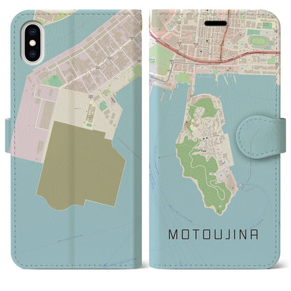 【元宇品（広島県）】地図柄iPhoneケース（手帳タイプ）ナチュラル・iPhone XS Max 用
