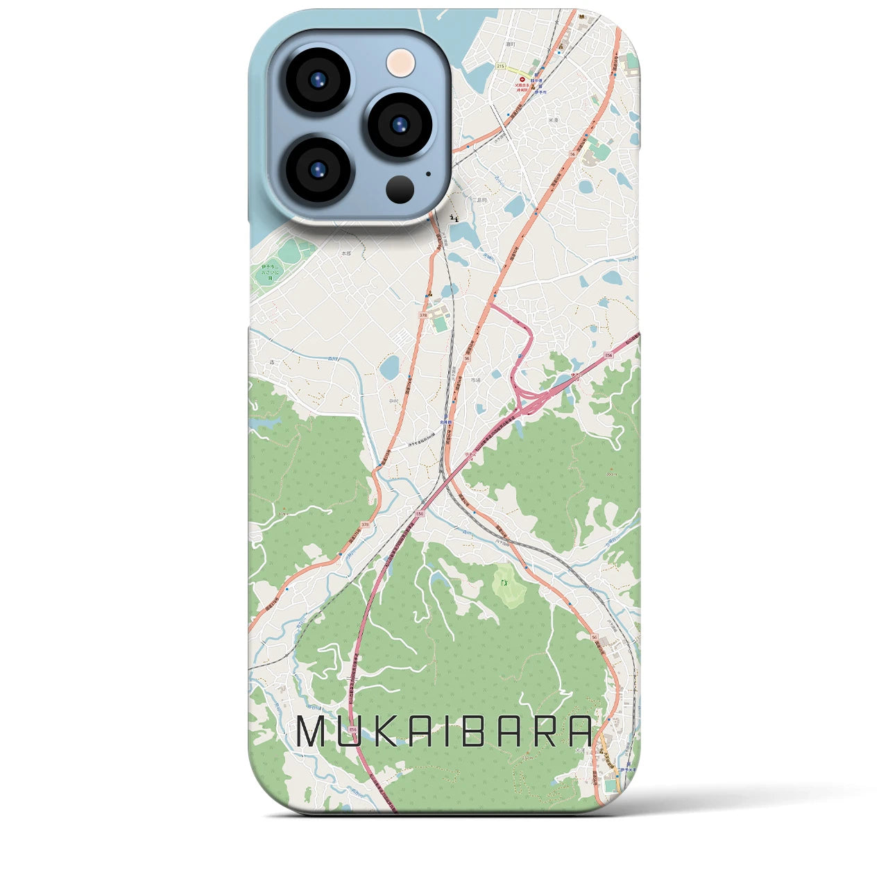 【向井原】地図柄iPhoneケース（バックカバータイプ・ナチュラル）iPhone 13 Pro Max 用